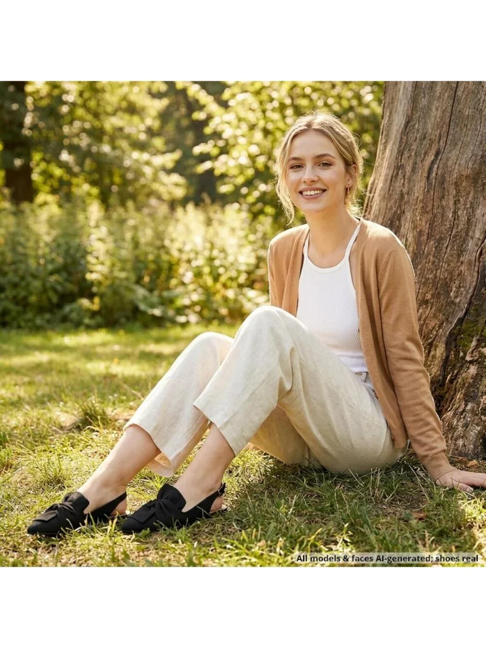 Women's Black Ankle Strap Comfortable Pointed Toe Slip-On Knit Ballet Flat Shoes